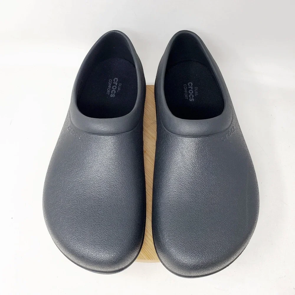 Crocs‎ On The Clock Shoes Mens 11 Black Clog Slip On Work Slip Resistant Kitchen
